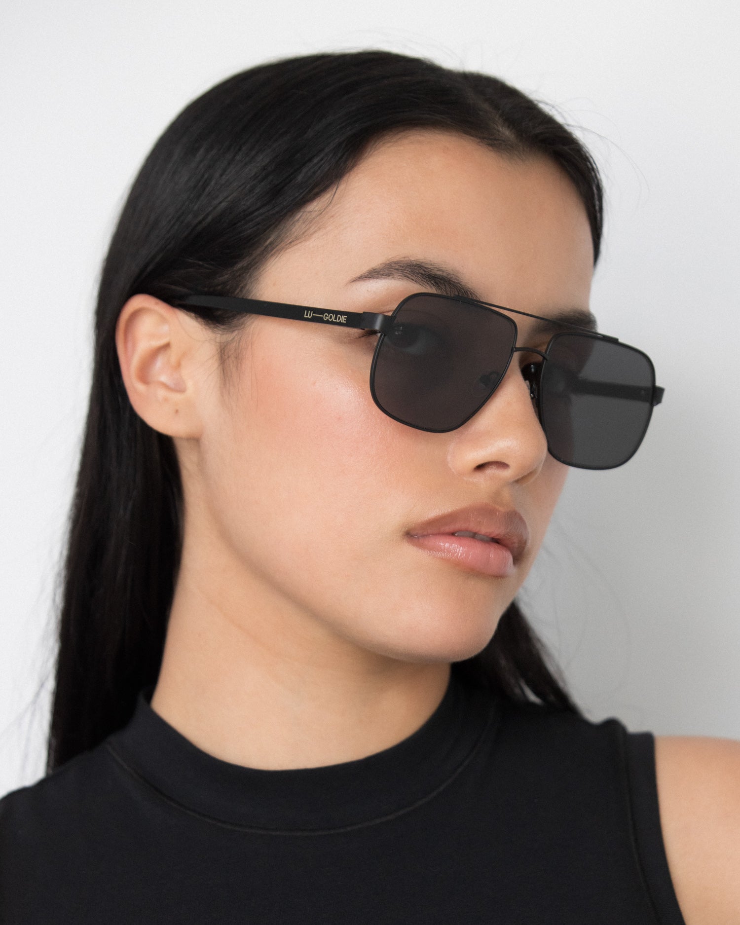 Amelia Sunglasses in Black by LU GOLDIE Eyewear