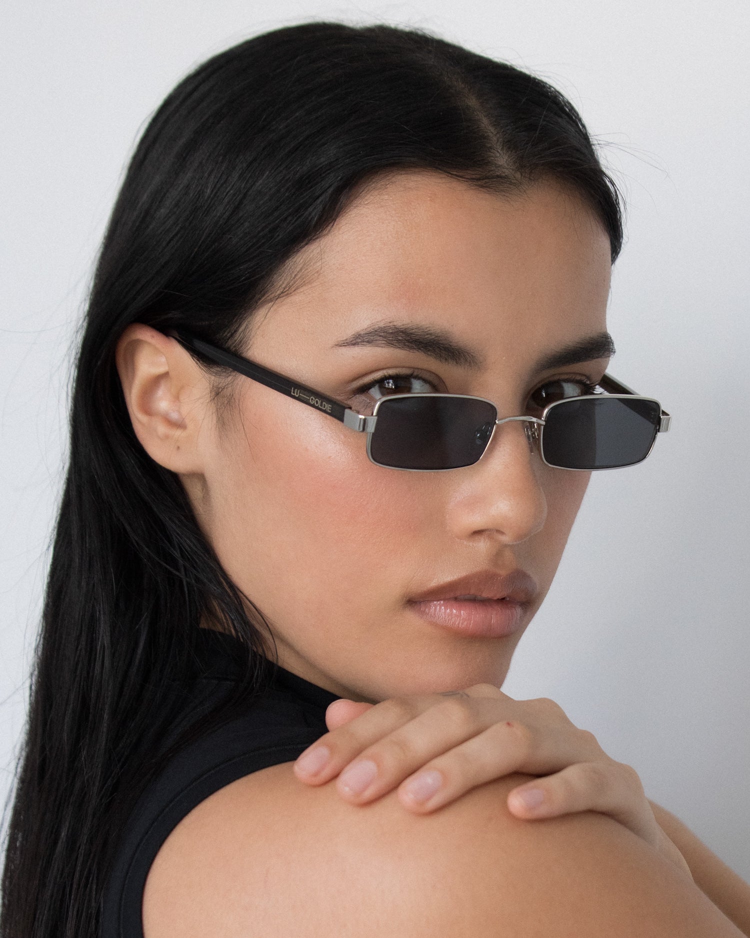 Nina Sunglasses in Silver by LU GOLDIE Eyewear