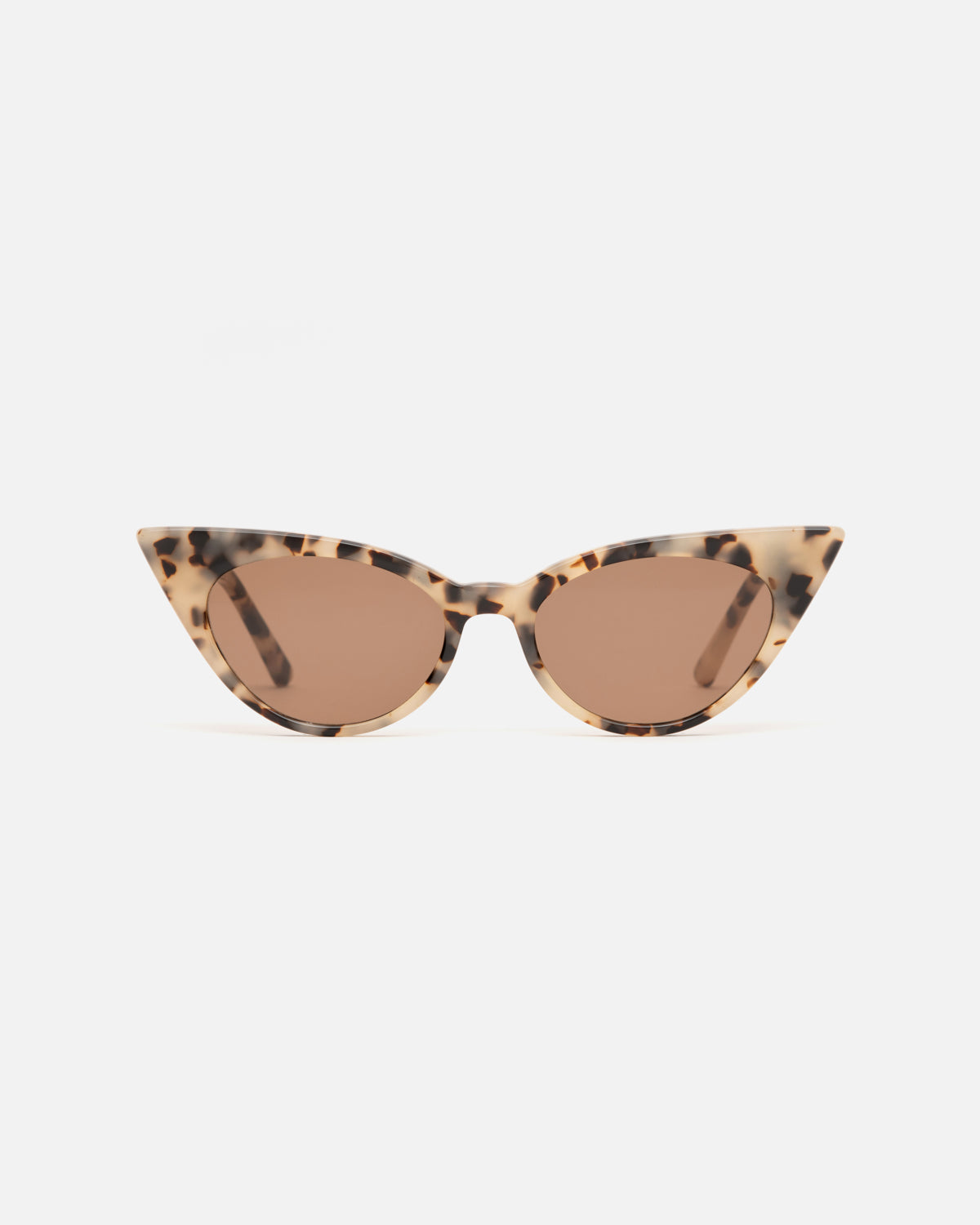 Lu Goldie Brigitte cat eye Sunglasses in choc tortoise shell acetate with brown lenses, front