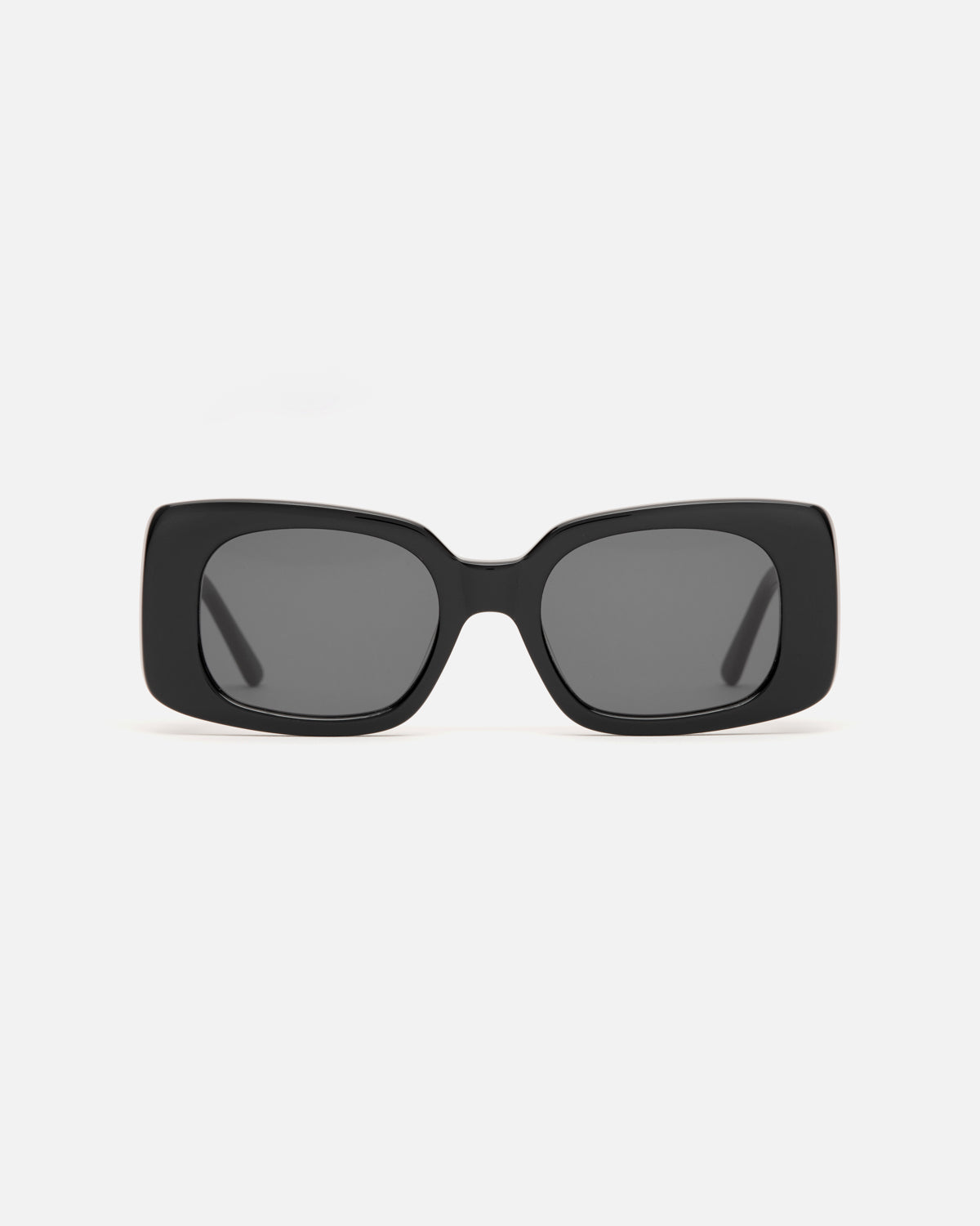 Lu Goldie Coco square Sunglasses in black acetate with black lenses, front