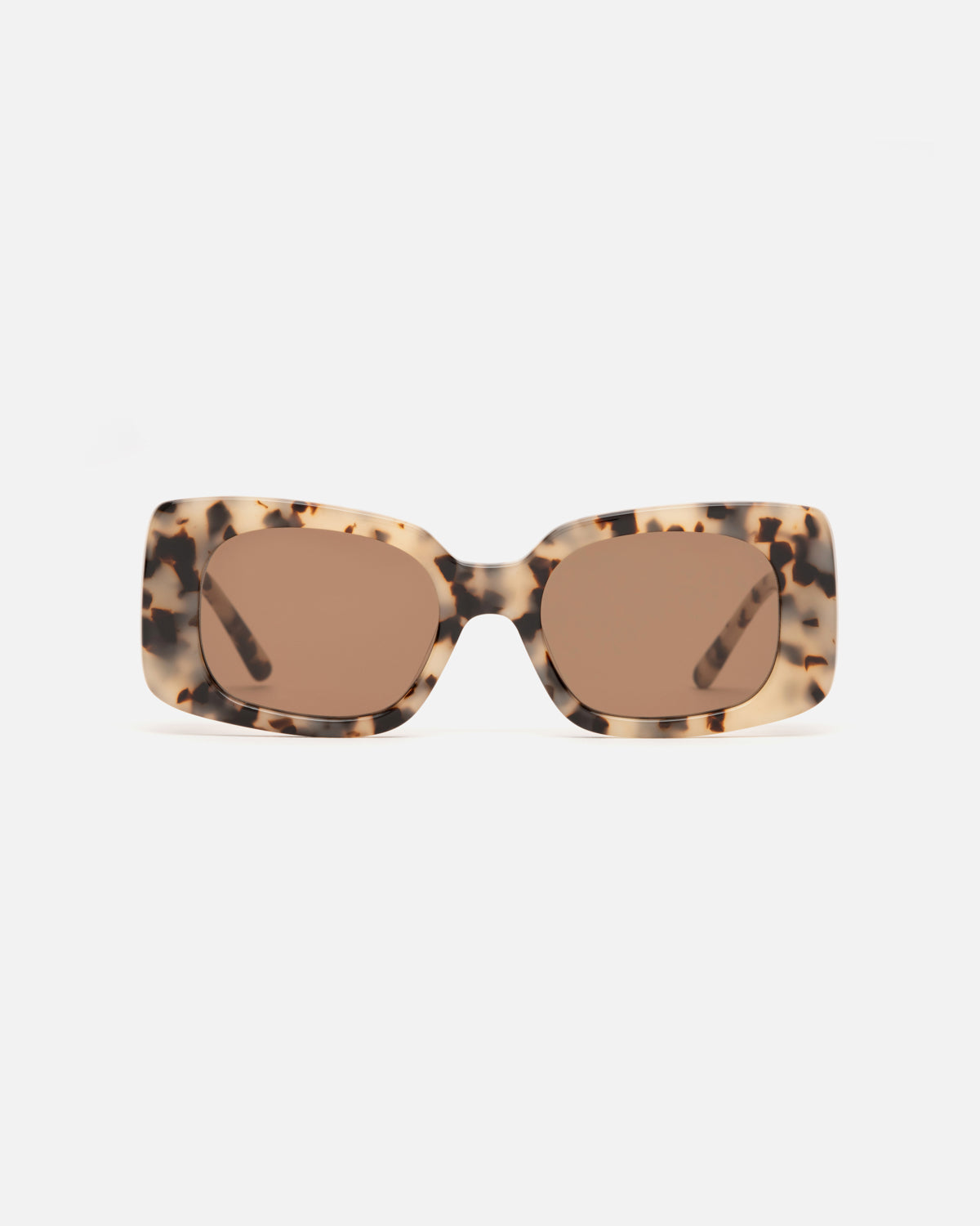 Lu Goldie Coco square Sunglasses in choc tortoise shell acetate with brown lenses, front