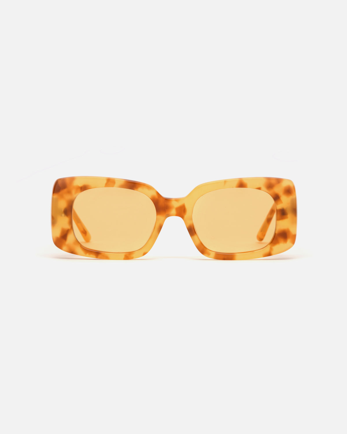 Lu Goldie Coco square Sunglasses in yellow tortoise shell acetate with yellow lenses, front
