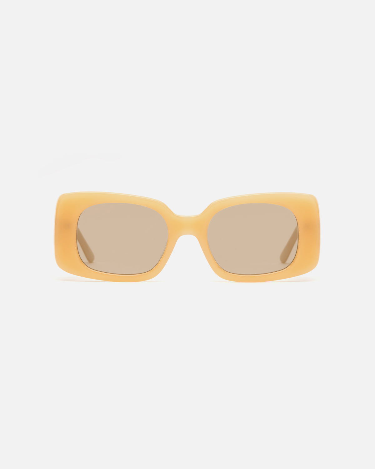 Lu Goldie Coco square Sunglasses in yellow acetate with tan brown lenses, front