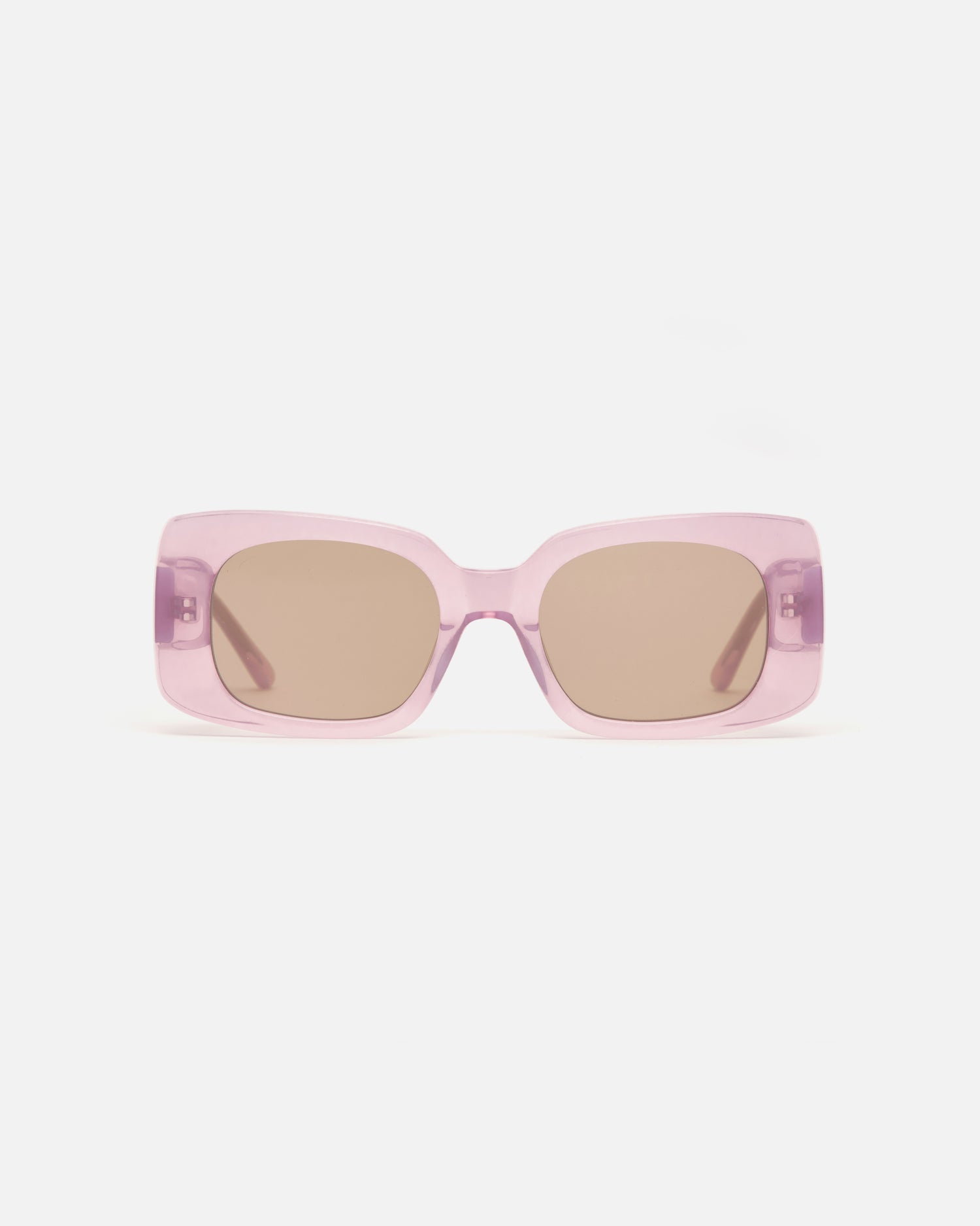 Lu Goldie Coco square Sunglasses in lilac purple acetate with tan brown lenses, front