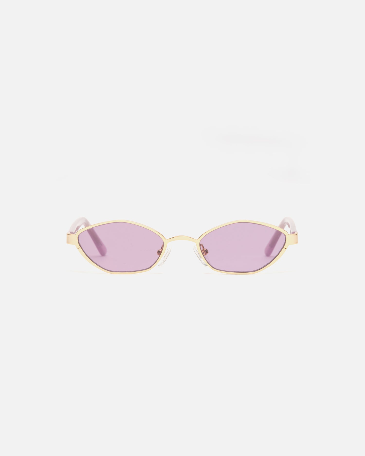 Lu Goldie Farrah Gold Wire Frame Round Sunglasses in Lilac purple, front image