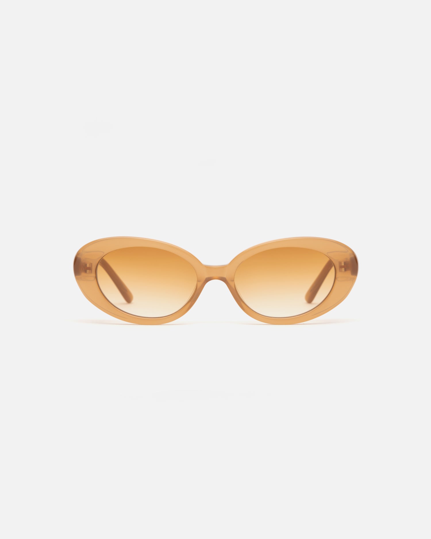 Lu Goldie Jeanne round Sunglasses in caramel beige acetate with caramel gradient lenses, front image