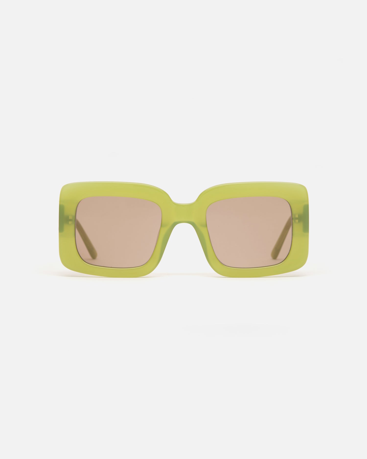Lu Goldie Mia oversize square Sunglasses in leaf green acetate with tan brown lenses, front image