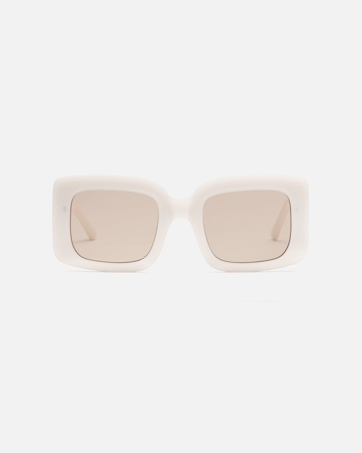 Lu Goldie Mia oversize square Sunglasses in cream white acetate with tan brown lenses, front