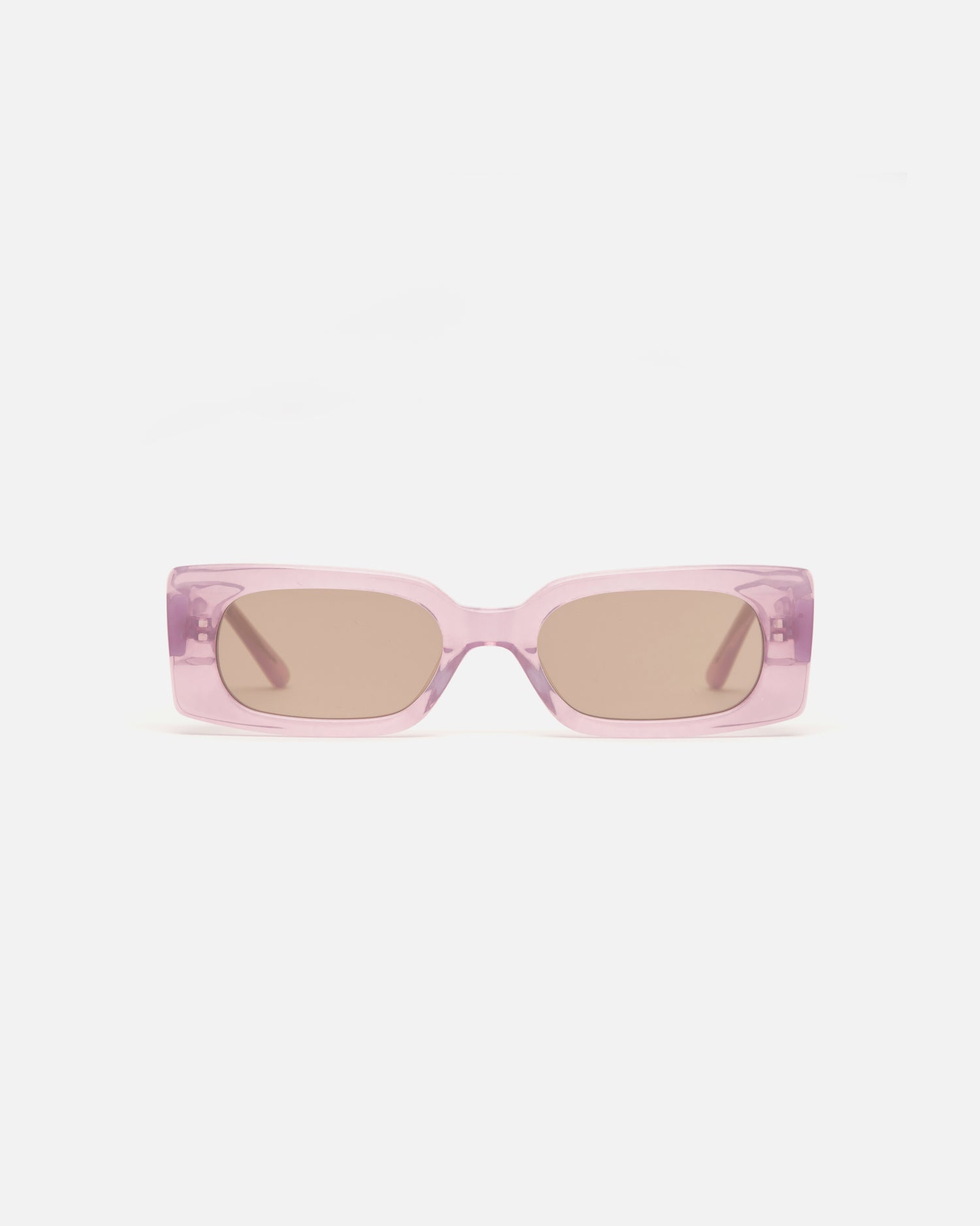 Lu Goldie Salome rectangle Sunglasses in lilac purple acetate with tan brown lenses, front image