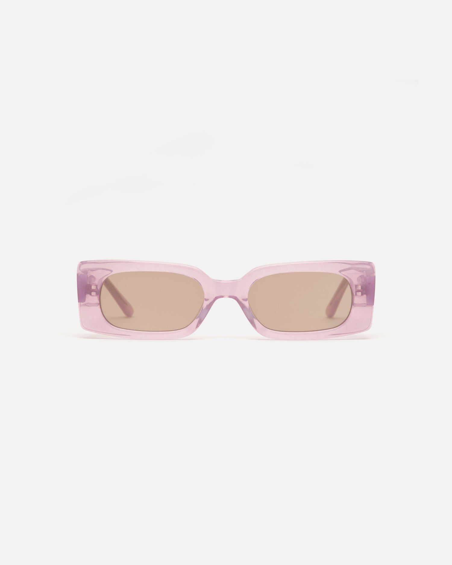 Lu Goldie Salome rectangle Sunglasses in lilac purple acetate with tan brown lenses, front image