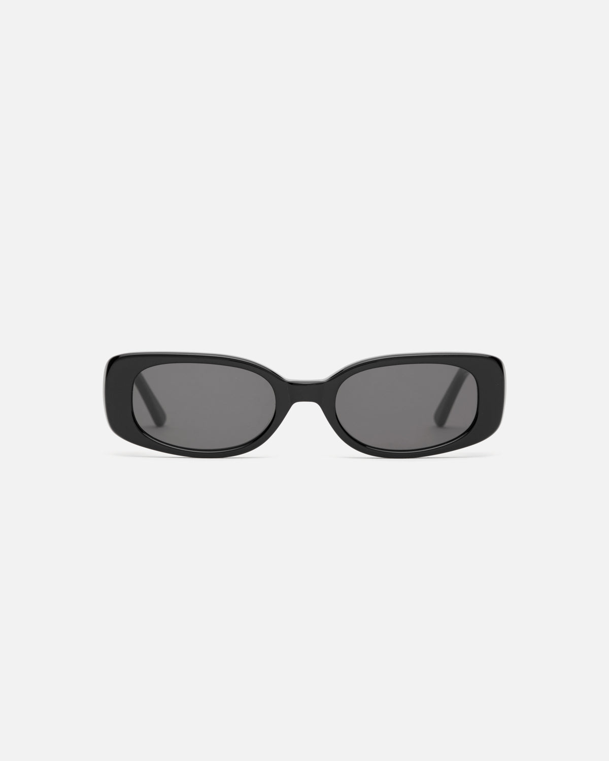Lu Goldie Solene rectangle Sunglasses in black acetate with black lenses, front