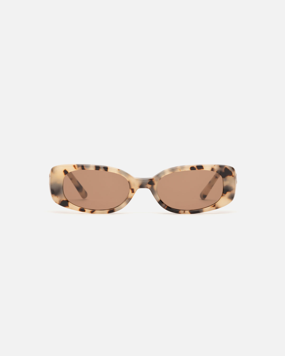 Lu Goldie Solene rectangle Sunglasses in tortoise shell acetate with brown lenses, front